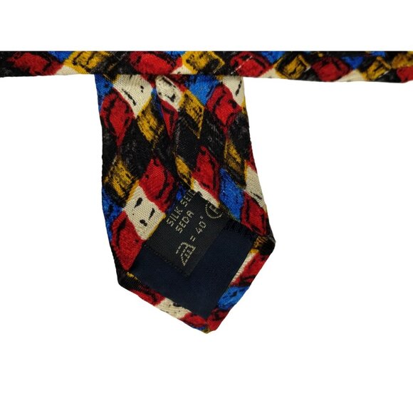 Ermenegildo Zegna Mens Multicolor Diamond Pattern Silk Tie - Picture 4 of 10